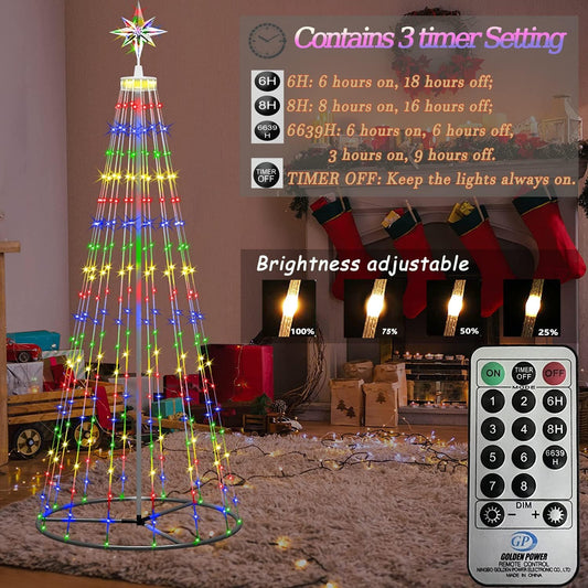 Outdoor Christmas Cone Tree with Lights