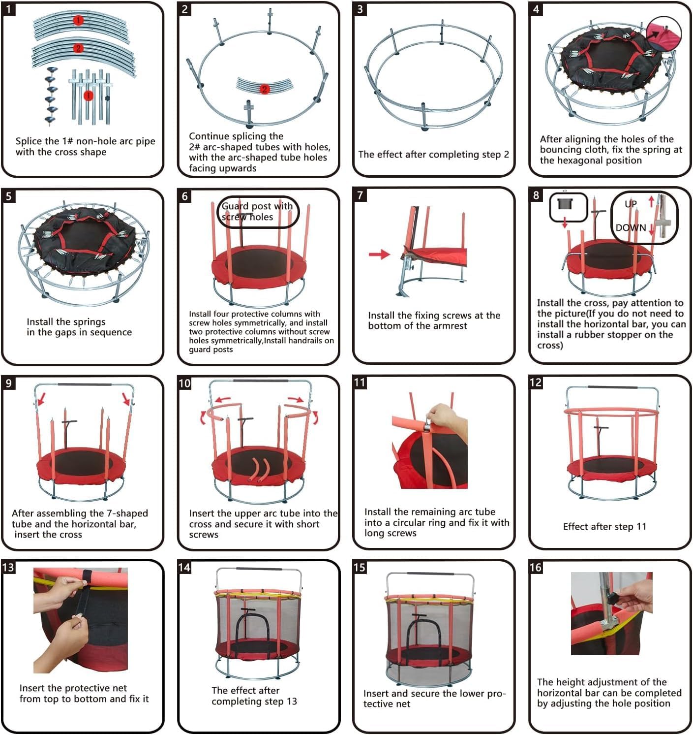 Trampoline for Kids, Adjustable Baby Toddler Trampoline with Basketball Hoop, Round Bottom Indoor Outdoor Toddler with Enclosure